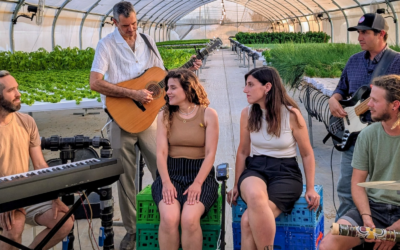 Members of Project Hashayara, a musical ensemble that travels across Israel and US to bring hope and support to communities, as they recorded a song in June 2025 (Courtesy)